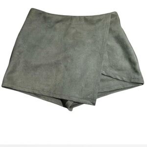 Olive Green Women's Suede Skort